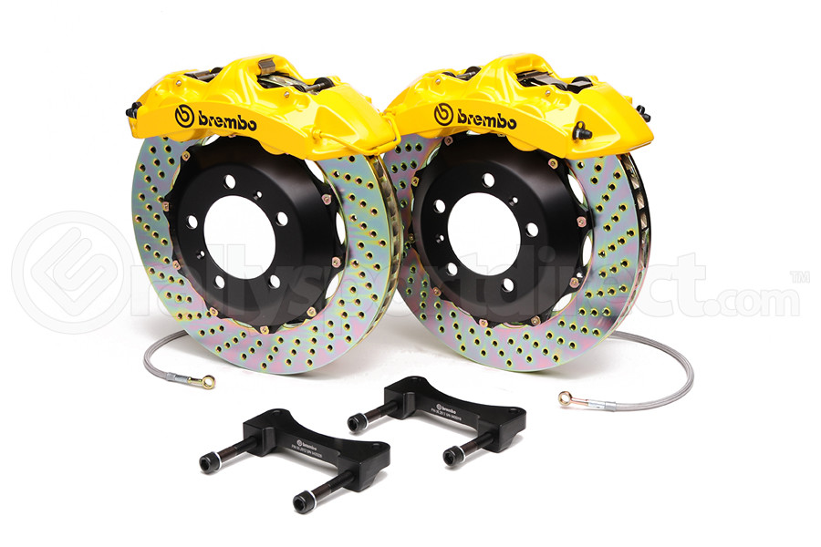 Brembo Gran Turismo 6 Piston Front Brake Kit Yellow Drilled Rotors