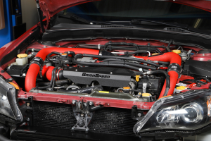 Grimmspeed Front Mount Intercooler Kit Black Core w/ Red Piping - Subaru STI 2008-2014