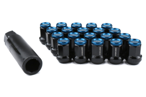 KICS Kyokugen Lug Nuts w/ Aluminum Cap 12x1.25 Black / Blue - Universal