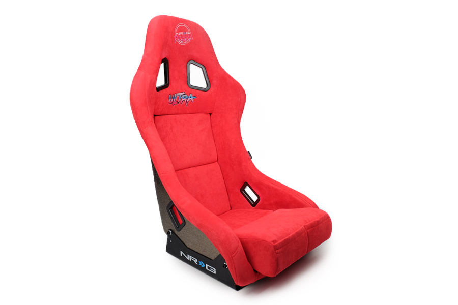 NRG Innovations FRP Bucket Seat ULTRA Edition w/ pearlized back Red Alcantara  - Universal