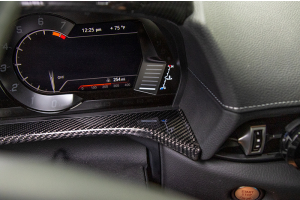 OLM LE Upper Speedometer Cluster Cover Alcantara w/ Silver Stitch over Dry Carbon - Toyota Supra 2020+