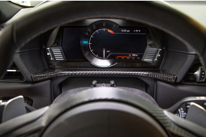 OLM LE Upper Speedometer Cluster Cover Alcantara w/ Silver Stitch over Dry Carbon - Toyota Supra 2020+