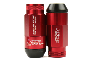 KICS Leggdura Racing Shell Type Lug Nut Set 53mm Open-End Look 12X1.25 Red - Universal