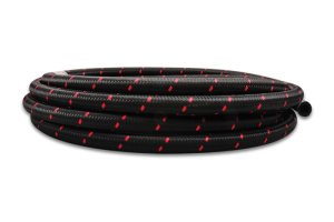 Vibrant Performance Nylon Braided Flex Hose -8AN Black / Red - Universal