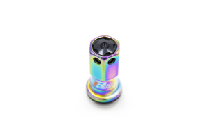 KICS R40 Iconix 12x1.25 Neo Chrome Lug Nuts w/ Locks and Black Caps - Universal