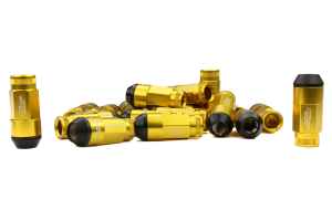 KICS Leggdura Racing Shell Type Lug Nut Set 53mm Open-End Look 12X1.25 Gold - Universal