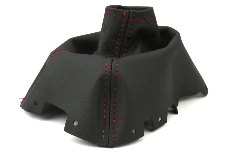 AutoStyled Black Leather Shift Boot w Red Stitching Standard Shifter