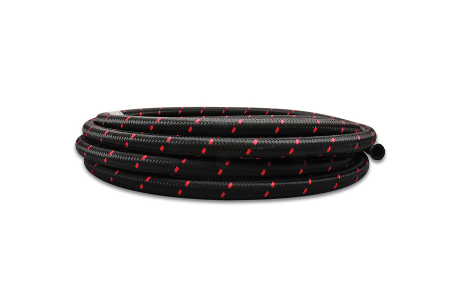 Vibrant Performance Nylon Braided Flex Hose 8AN Black Red 1198R