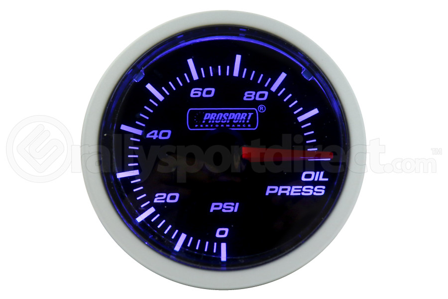 ProSport Oil Pressure Gauge Electrical wSender BlueWhite 52mm 216BFWBOPSM.PSIRallysport Direct