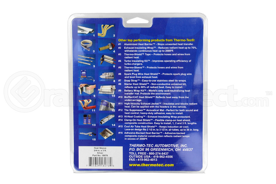 Thermo Tec Heat-Sleeves 3/4in x 3ft Silver (Part Number: 18076) Thermo Tec Heat-Sleeves 3/4in x 3ft Silver (Part Number: )
