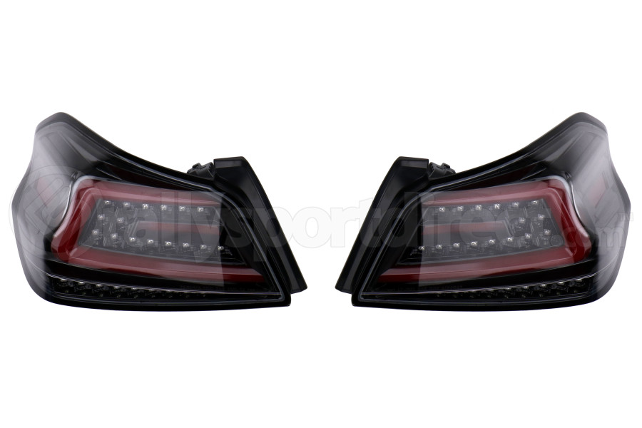Spec-D Sequential LED Tail Lights Glossy Black Housing w/ Clear Lens and Red LED Bar - Subaru WRX / STI 2015 - 2020