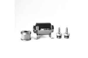 DeatschWerks In-Line Fuel Filter w/ Housing Kit and Barb Fittings - Subaru Models (inc. 1993-2005 Impreza / WRX)