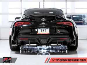 AWE Touring Edition Cat-Back Exhaust System Resonated Diamond Black Tips - Toyota Supra 2020+