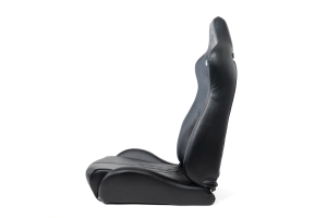 NRG Innovations The Arrow PVC Sports Seats Black w/ Black Stitching (Pair) - Universal