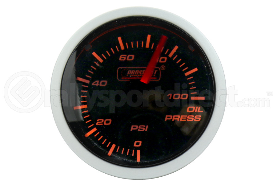 ProSport Oil Pressure Gauge Electrical w/Sender Amber/White 52mm