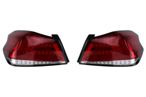 Spec-D Sequential LED Tail Lights Chrome Housing w/ Red Lens and Red LED Bar - Subaru WRX / STI 2015 - 2020