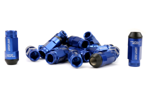 KICS Leggdura Racing Shell Type Lug Nut Set 53mm Open-End Look 12X1.25 Blue - Universal