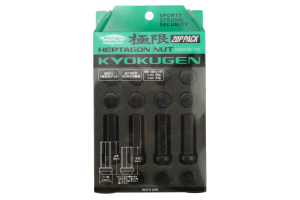 KICS Kyokugen Heptagon 50mm Closed Ended Black Lug Nuts 12x1.25 - Universal