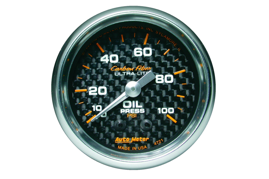 Autometer Carbon Fiber Oil Pressure Gauge Mechanical 52mm 4721
