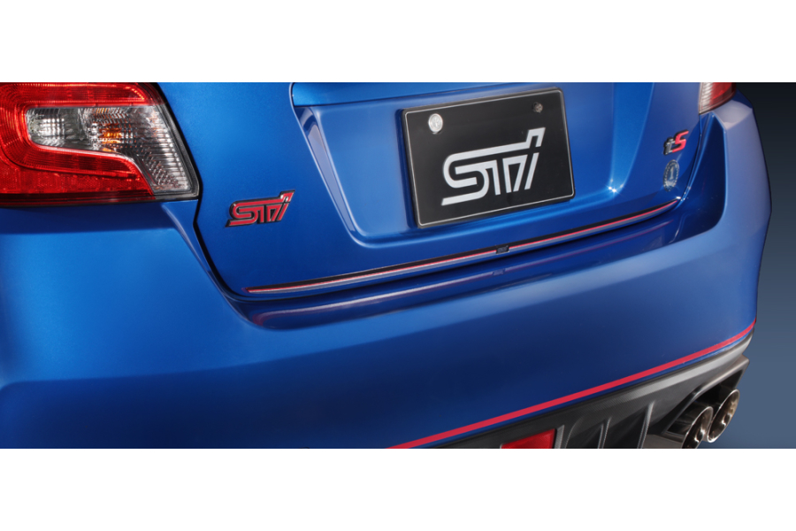 Sti Trunk Lid Garnish Black Silver Wcherry Red Stripe Subaru Base 15 Stvv070 Rallysport Direct