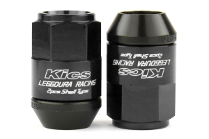 KICS Leggdura Racing Shell Type Lug Nut Set 35mm Closed-End Look 12X1.25 Black - Universal