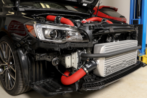 GrimmSpeed Front Mount Intercooler Kit Silver Core w/ Red Piping - Subaru WRX 2015 - 2020