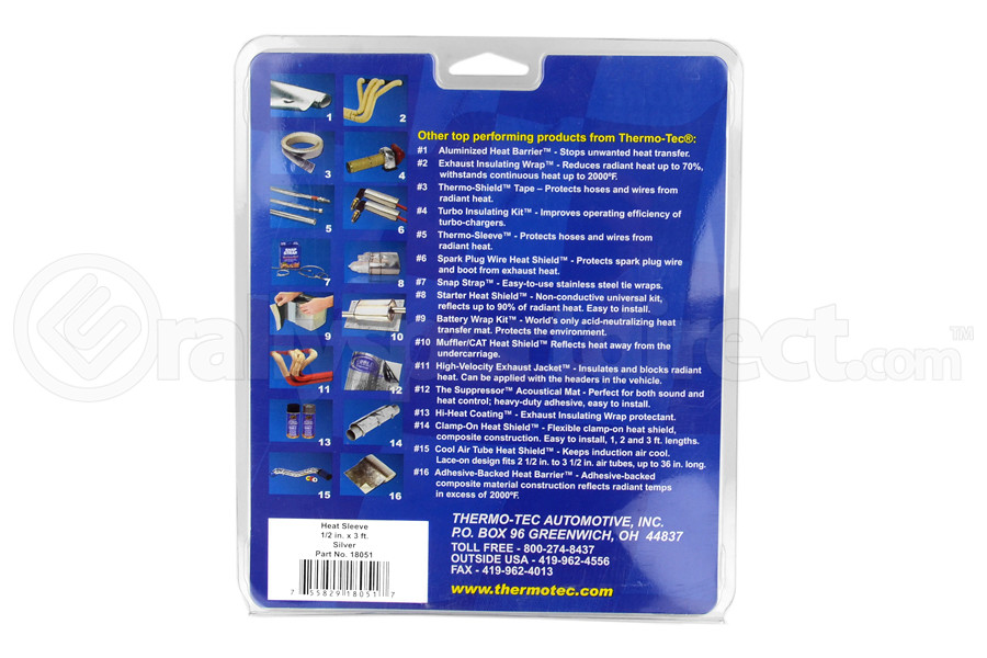 Thermo Tec Heat-Sleeves 1/2in x 3ft Silver (Part Number: 18051) Thermo Tec Heat-Sleeves 1/2in x 3ft Silver (Part Number: )