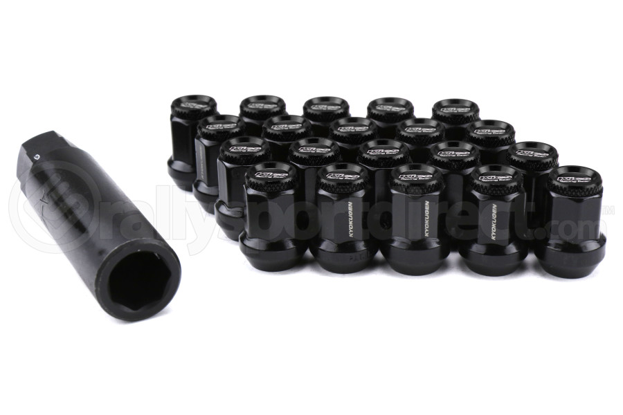 KICS Kyokugen Lug Nuts w/ Aluminum Cap 12x1.25 Black / Black - Universal