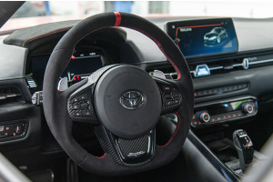 OLM Alcantara Pro Steering Wheel Alcantara with Red Stripe - Toyota Supra 2020+
