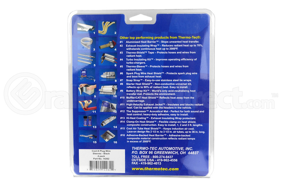 Thermo Tec Cool-It Spark Plug Wire Sleeves 4 Pack Black (Part Number: 14262) Thermo Tec Cool-It Spark Plug Wire Sleeves 4 Pack Black (Part Number: )