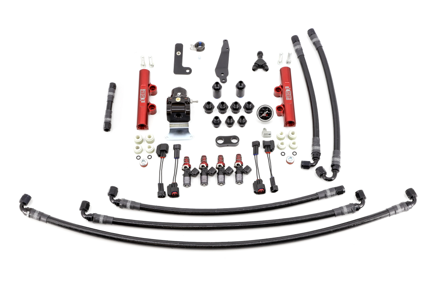 IAG PTFE Fuel System Kit w 1050cc Injectors Lines FPR Red Fuel Rails