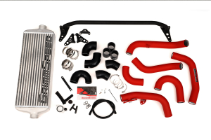 GrimmSpeed Front Mount Intercooler Kit Silver Core w/ Red Piping - Subaru WRX 2015 - 2020