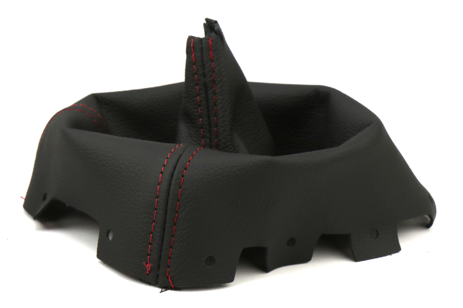 AutoStyled Black Leather Shift Boot w Red Stitching Short Shifter