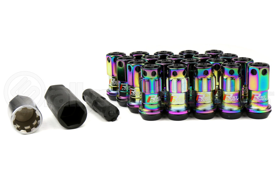 KICS R40 Iconix Neo Chrome Locking Lug Nuts W Black Caps M12X125
