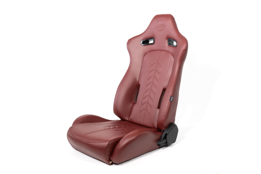 NRG Innovations The Arrow PVC Sports Seats Maroon w/ Maroon Stitching (Pair) - Universal