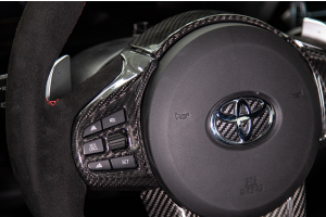 OLM LE Carbon Fiber Steering Wheel Covers 4pc Set - Toyota Supra 2020+