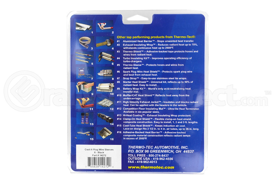 Thermo Tec Cool-It Spark Plug Wire Sleeves 6 Pack Black (Part Number: 14272) Thermo Tec Cool-It Spark Plug Wire Sleeves 6 Pack Black (Part Number: )