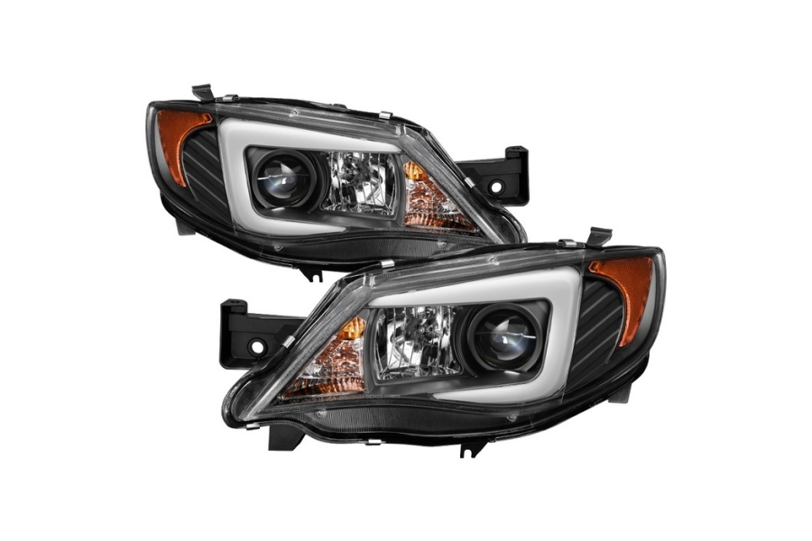 Spyder Projector Headlights w/ Light Bar DRL Black - Subaru WRX / STI 2008-2014
