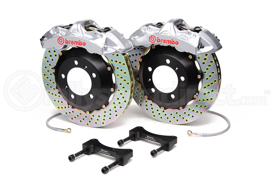 Brembo Gran Turismo 6 Piston Front Brake Kit Silver Drilled Rotors