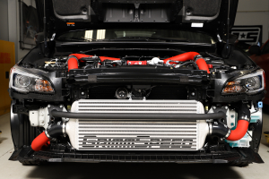 GrimmSpeed Front Mount Intercooler Kit Silver Core w/ Red Piping - Subaru STI 2015 - 2020