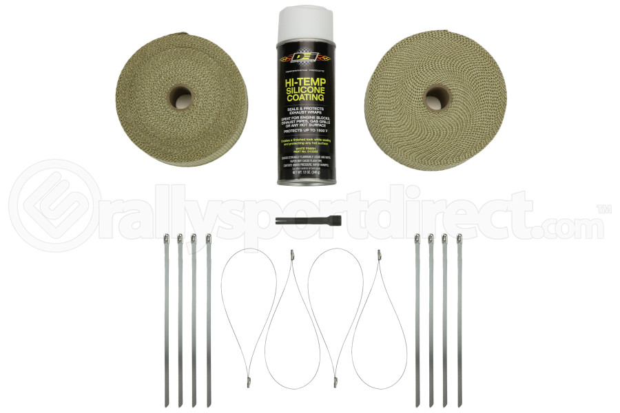 DEI Exhaust Wrap Kit Tan wWhite HT Silicone Spray SS Locking Ties 010091Rallysport Direct