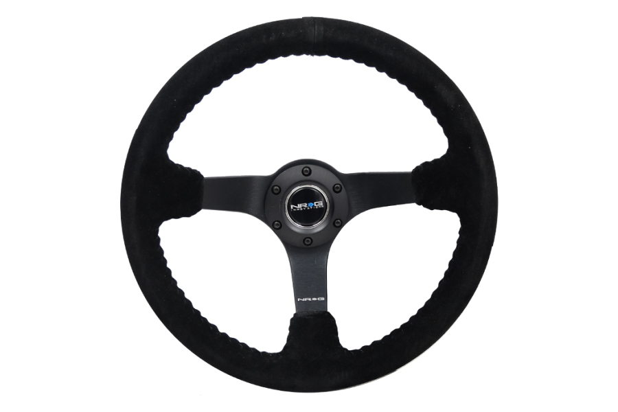 NEW NRG Deep Disc Steering Wheel 350mm Black Suede & Stitching RST-036MB-S-BK