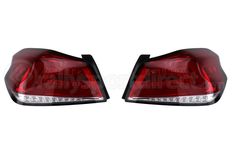 Spec-D Sequential LED Tail Lights Chrome Housing w/ Red Lens and Red LED Bar - Subaru WRX / STI 2015 - 2020