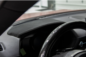 OLM LE Upper Speedometer Cluster Cover Alcantara w/ Silver Stitch over Dry Carbon - Toyota Supra 2020+