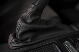 AutoStyled Black Leather E-Brake Boot w/ Red Stitching - Subaru STI 2008-2014 / Subaru WRX 2009-2014