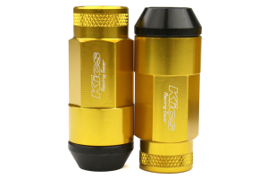 KICS Leggdura Racing Shell Type Lug Nut Set 53mm Open-End Look 12X1.25 Gold - Universal