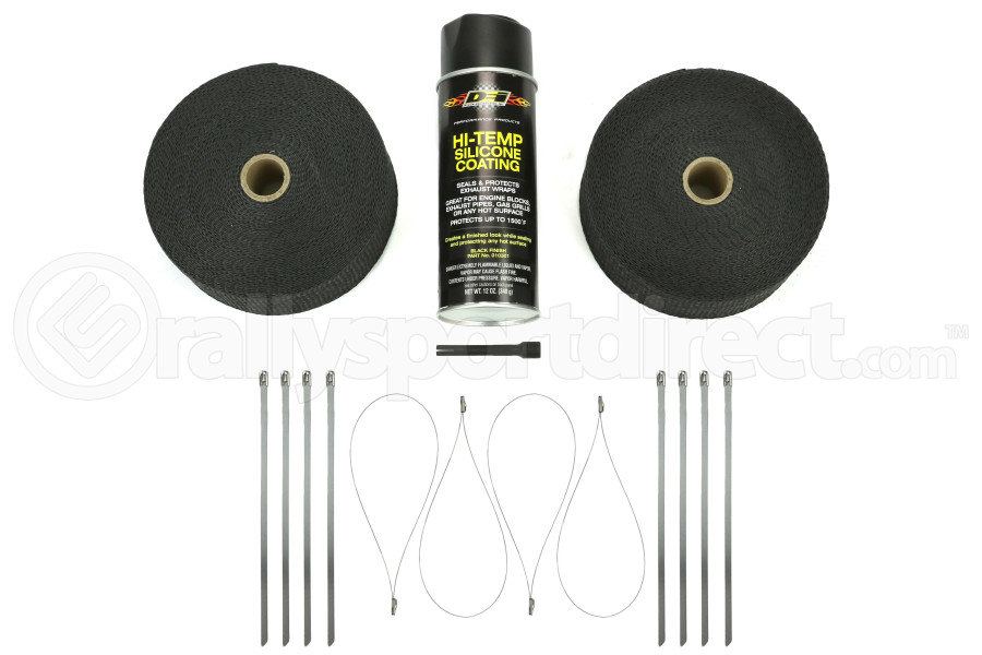 Dei Exhaust Wrap Kit Black Wblack Ht Silicone Spray Ss Locking Ties 010094 Rallysport Direct