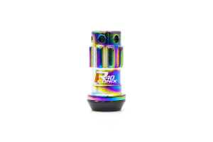 KICS R40 Iconix 12x1.25 Neo Chrome Lug Nuts w/ Locks and Black Caps - Universal