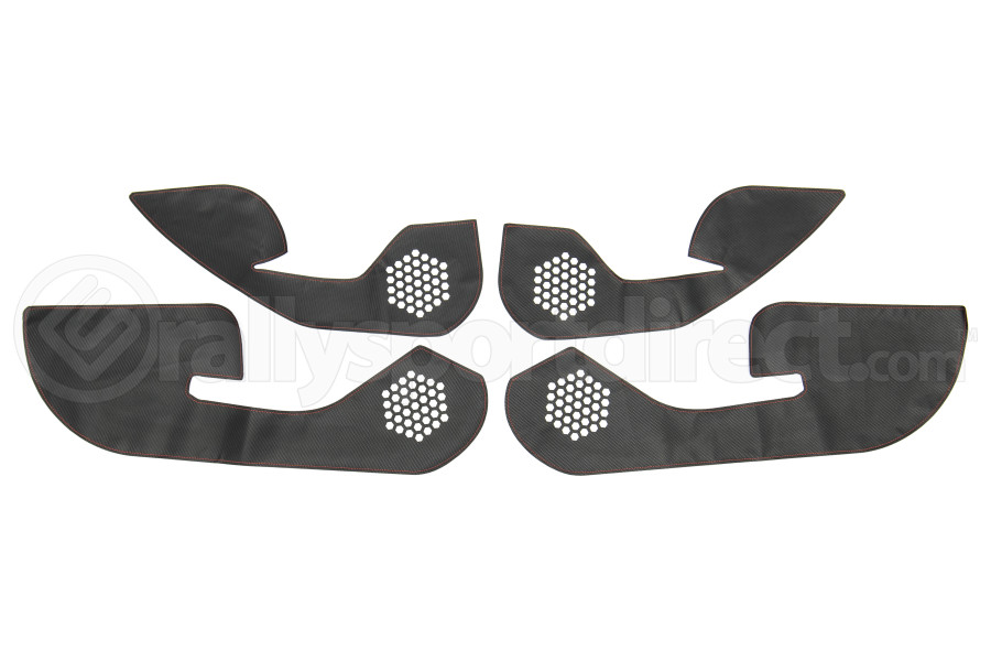 Olm Carbon Look Kick Guard Protection Set W Red Stitching For