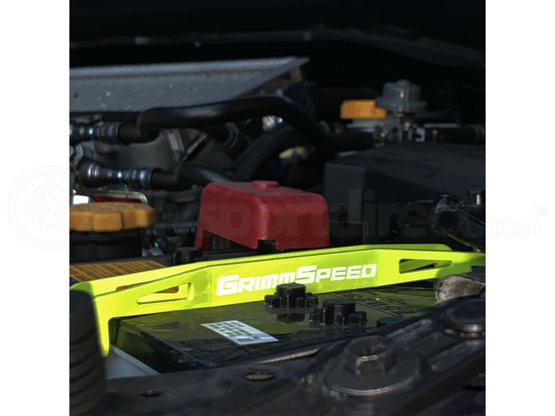 GrimmSpeed Lightweight Battery Tie Down Neon Green (Part Number: 121037) User Media for: GrimmSpeed Lightweight Battery Tie Down Neon Green - Subaru Models (inc. 2002+ WRX/STI)